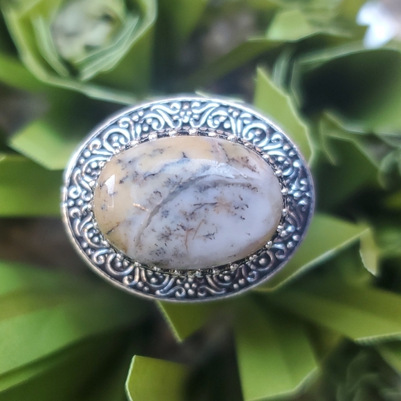 New Dendritic Opal 925 Silver Statement Ring. - Picture 10 of 16